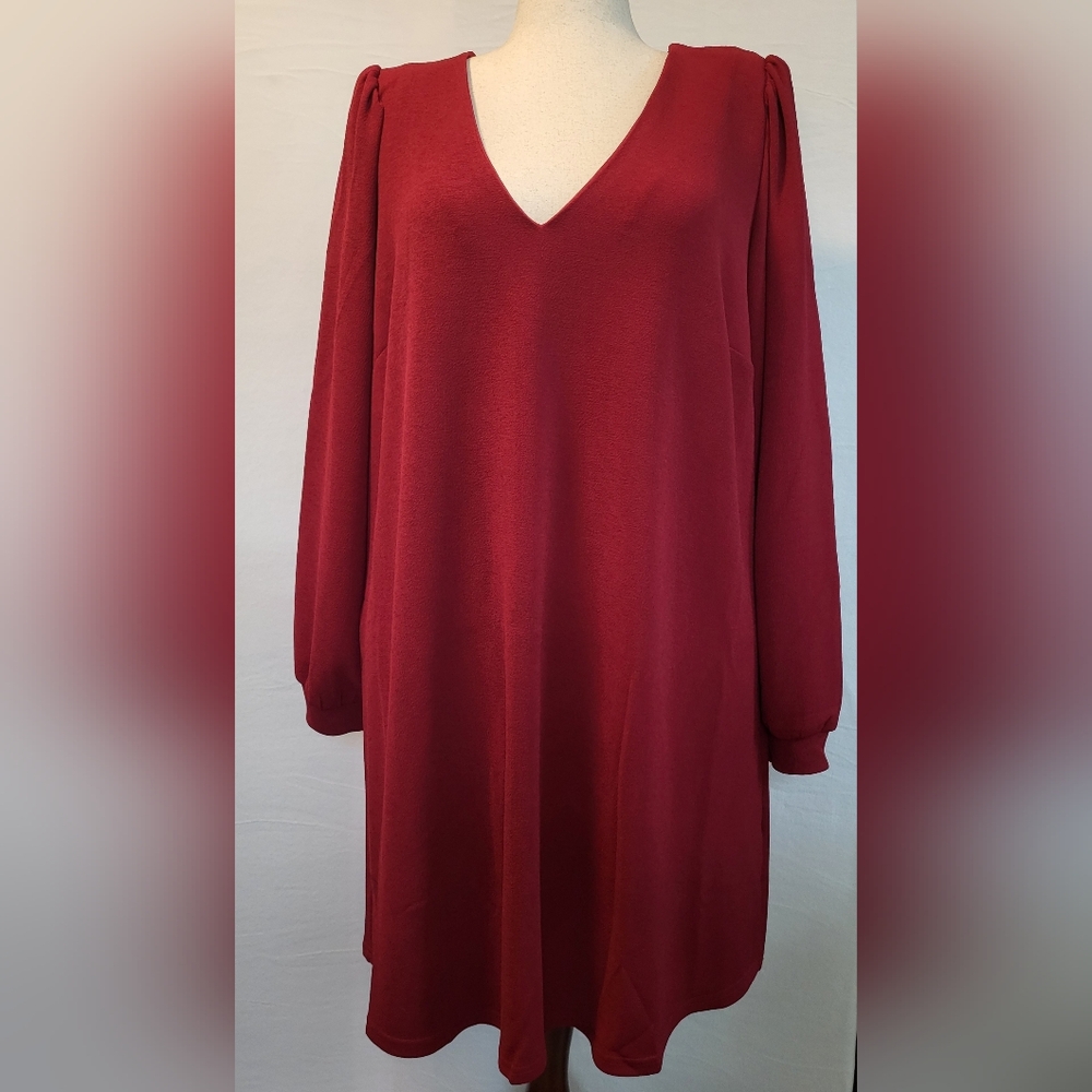NWT City Chic Qiuero Mini Dress Size 22 XL Ture Red Long Sleeve